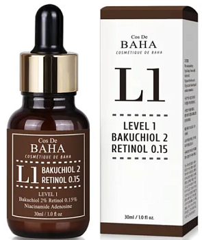 Cos De BAHA, Омолаживающая сыворотка с бакучиолом и ретинолом - L1 Bakuchiol & Retinol Serum